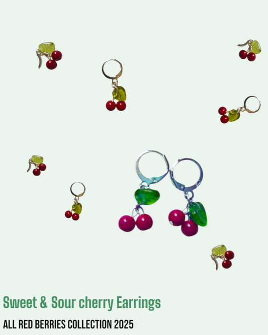 Sweet & Sour cherry earrings (All red berries Collection)